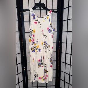 Old Navy Floral Kids Dress - White with Purple and Yellow